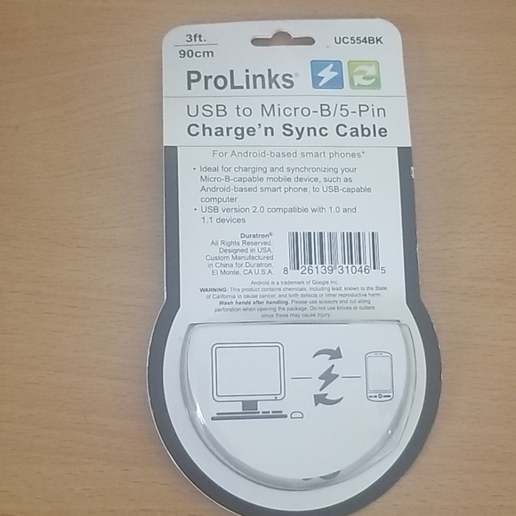 3️⃣/💲🔟 USB to Micro-B/5-Pin for Android - Picture 2 of 3